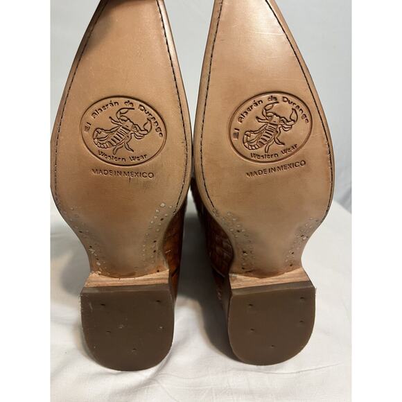 El Alacran De Durango Brown Genuine Crocodile Tail Cowboy Boots Sz 7 HANDMADE - Picture 3 of 3